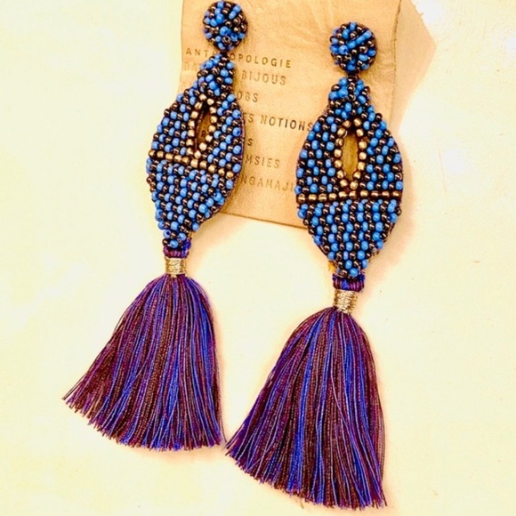 NWT Anthropologie Deepa Beaded Tassel Chandeliers - Picture 10 of 11